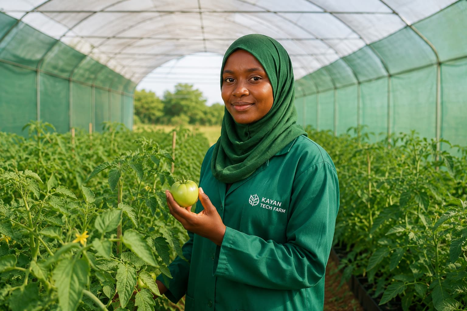 Kayan Tech Farm worker harvesting cucumbers