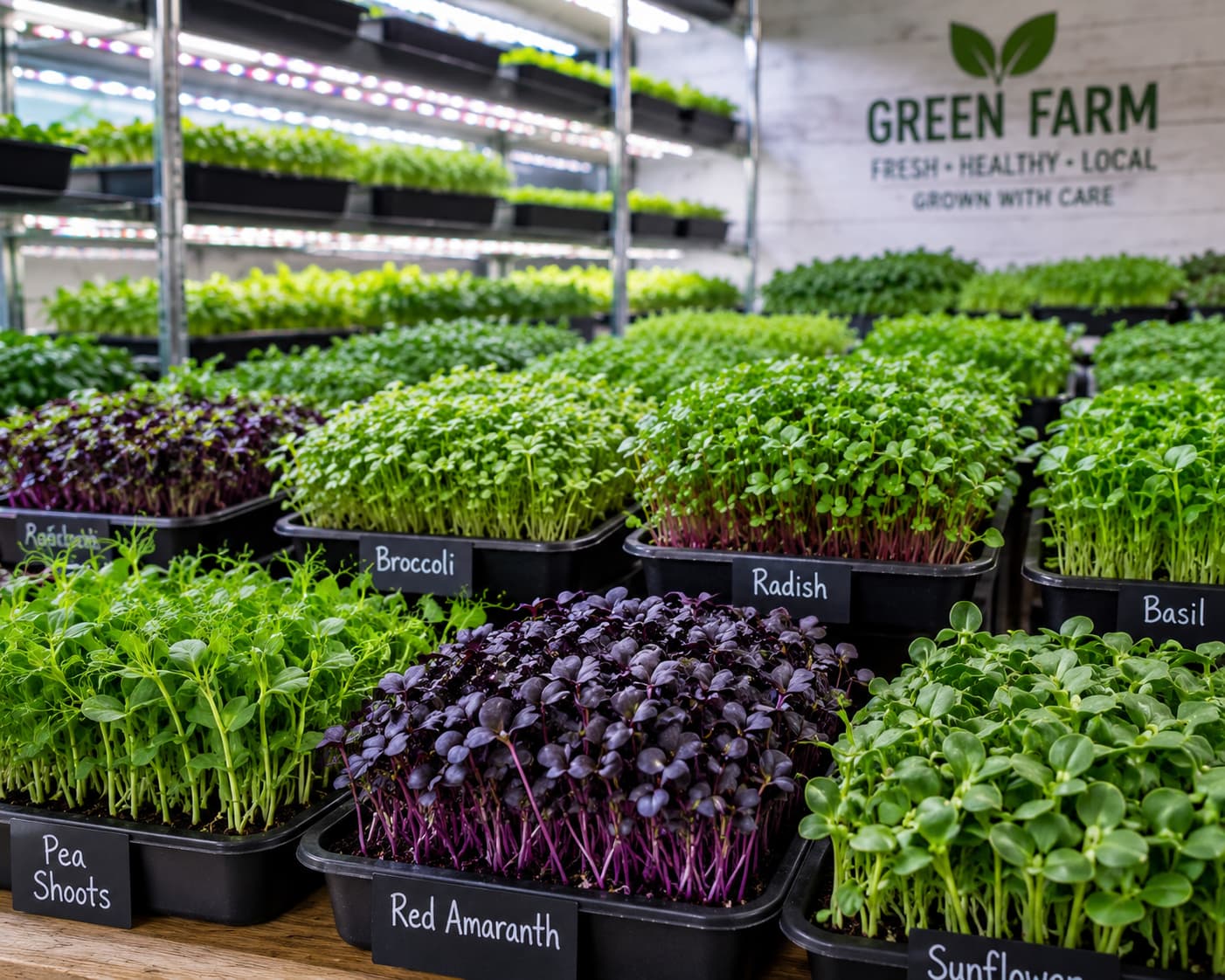 Nutrient-dense microgreens grown hydroponically